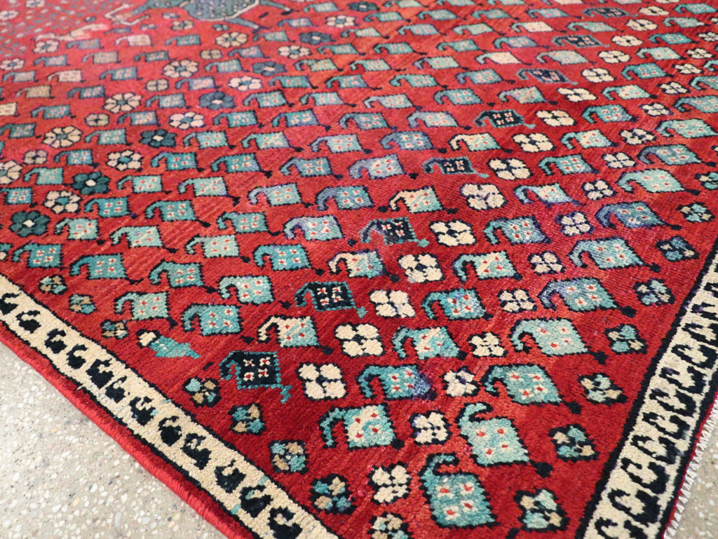 Vintage Persian Hamadan Pictorial Accent Carpet, No.28930 - Gsblank