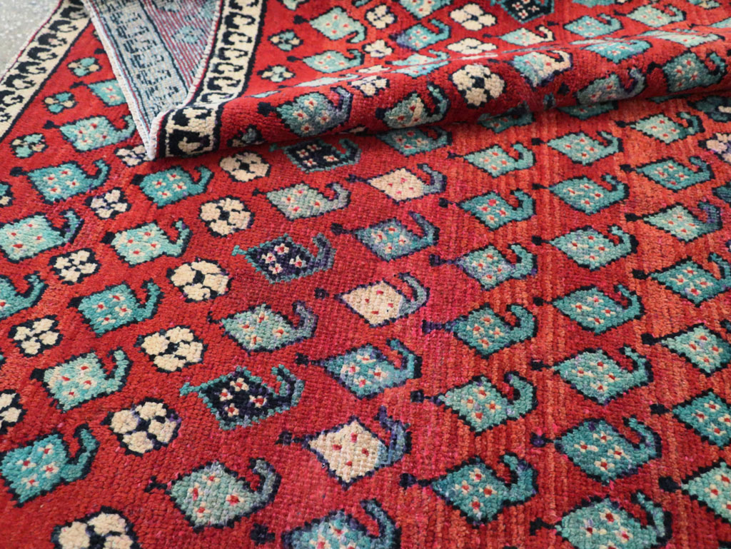 Vintage Persian Hamadan Pictorial Accent Carpet, No.28930 - Gsblank