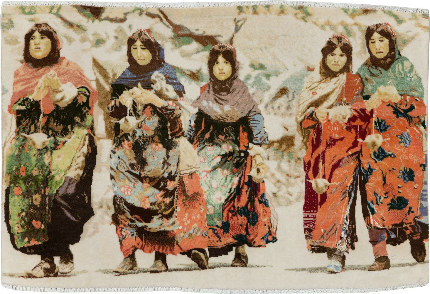 Vintage Persian Pictorial Tabriz Rug, No.28933 - Gsblank