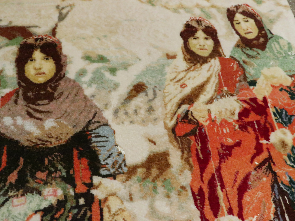 Vintage Persian Pictorial Tabriz Rug, No.28933 - Gsblank