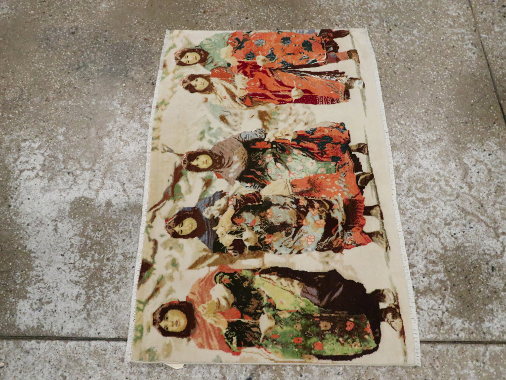 Vintage Persian Pictorial Tabriz Rug, No.28933 - Gsblank