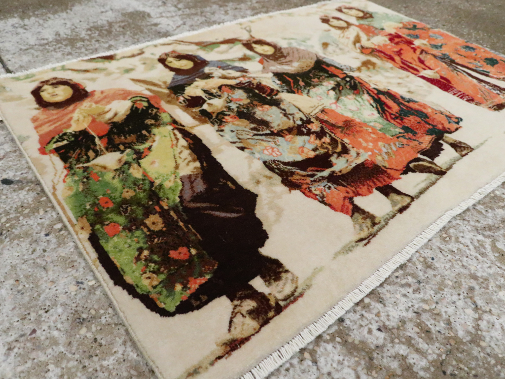 Vintage Persian Pictorial Tabriz Rug, No.28933 - Gsblank