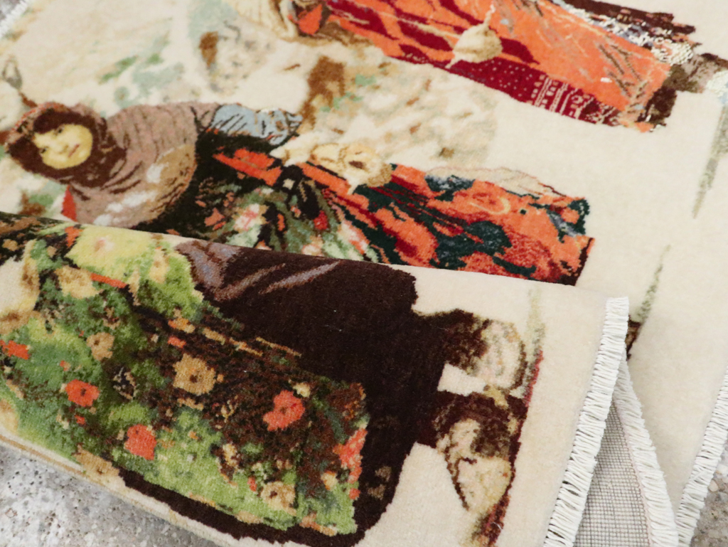 Vintage Persian Pictorial Tabriz Rug, No.28933 - Gsblank