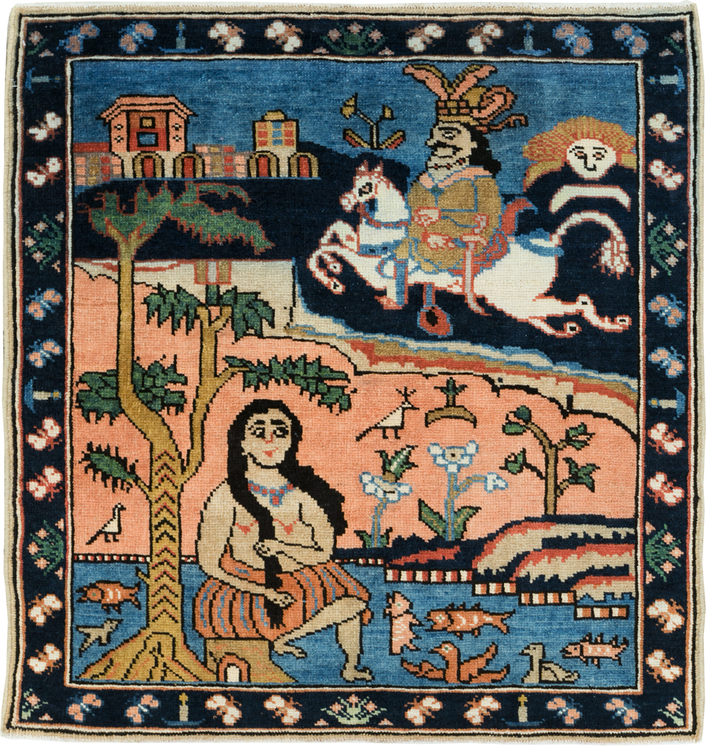 Vintage Pictorial Tabriz Rug, No.28934 - Gsblank