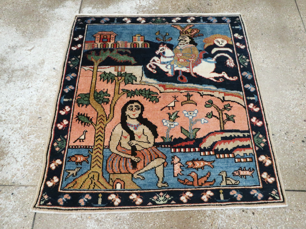 Vintage Pictorial Tabriz Rug, No.28934 - Gsblank