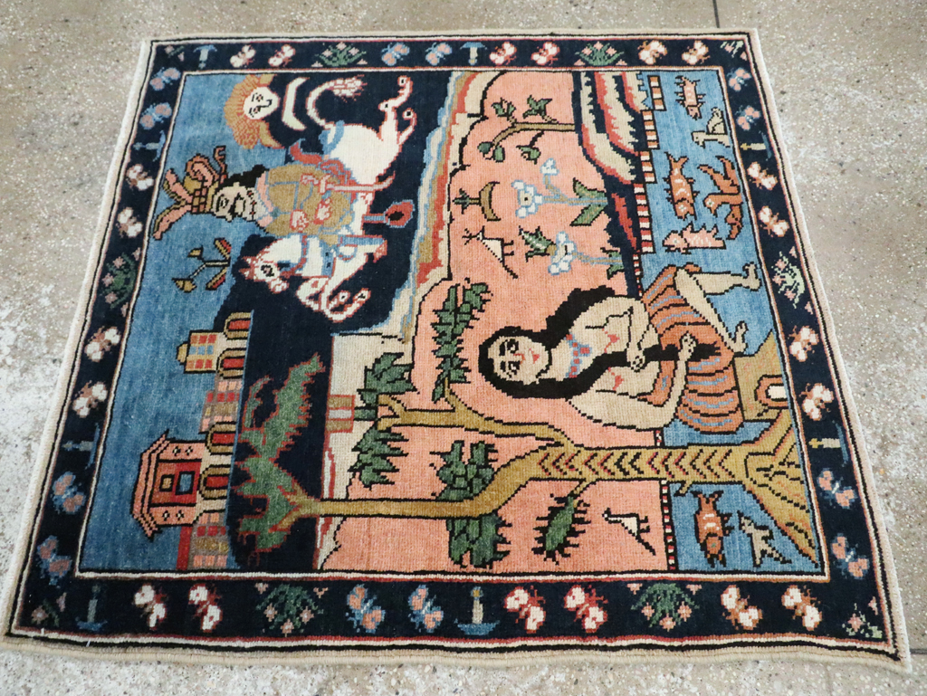 Vintage Pictorial Tabriz Rug, No.28934 - Gsblank