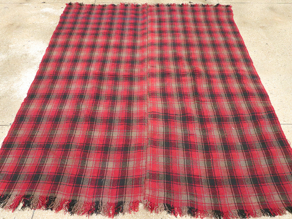 Vintage Persian Plaid Textile, No.28942 - Gsblank