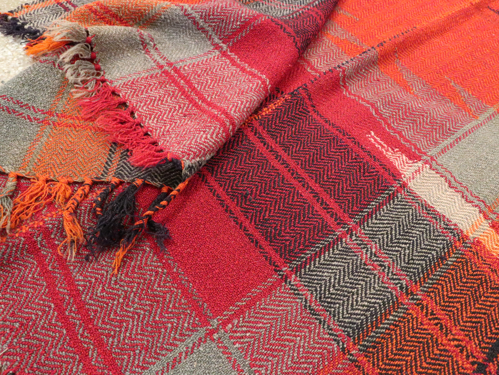 Vintage Persian Square Textile Flatweave, No.28960 - Gsblank