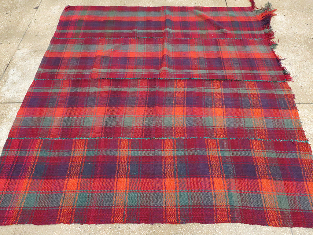 Vintage Persian Plaid Textile, No.28961 - Gsblank