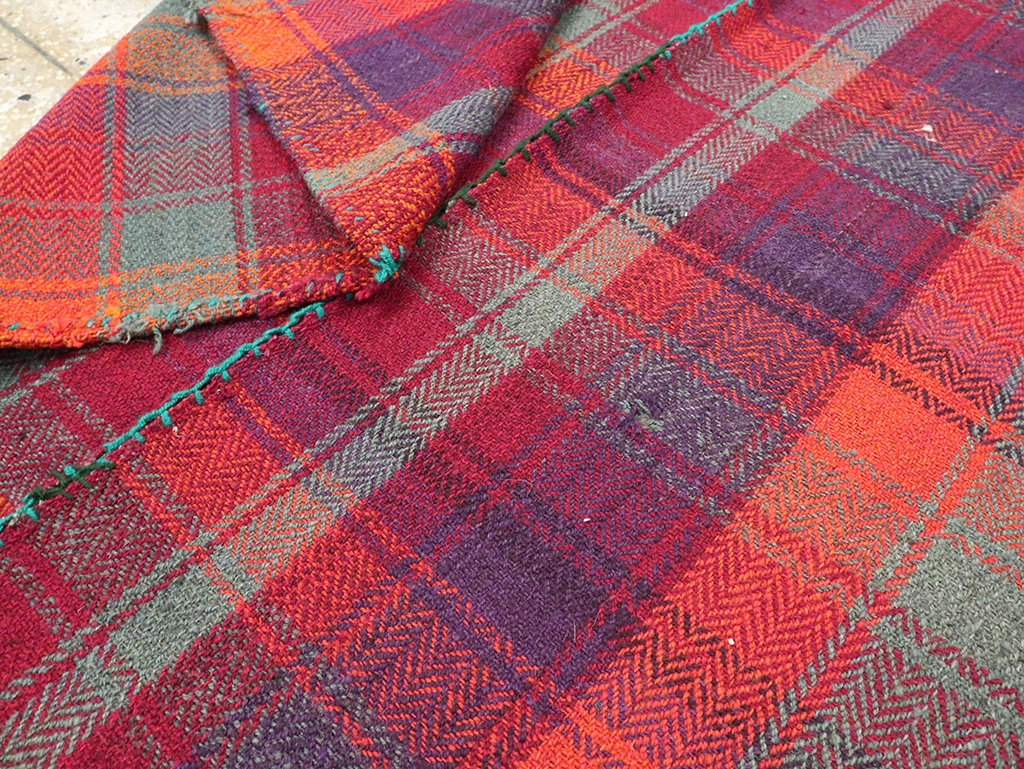 Vintage Persian Plaid Textile, No.28961 - Gsblank