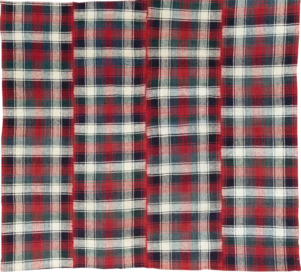 Vintage Persian Square Plaid Textile, No.28966 - Gsblank