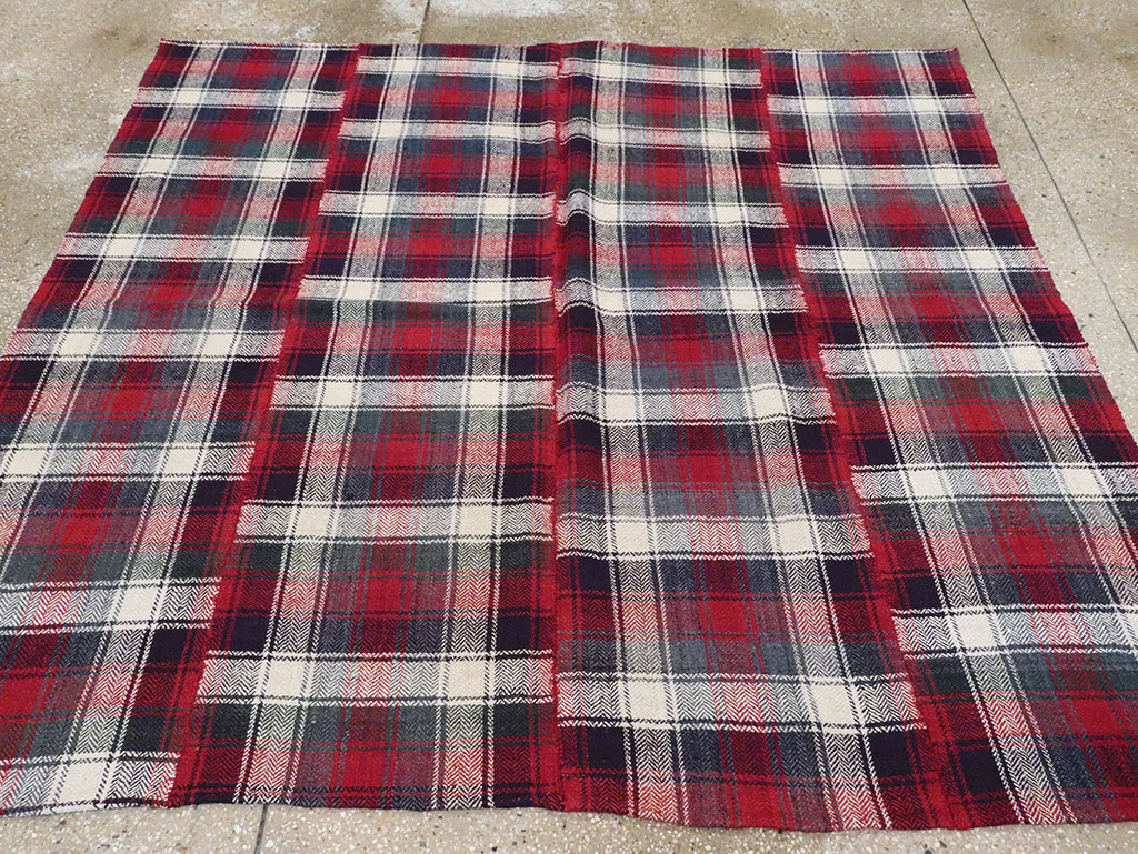 Vintage Persian Square Plaid Textile, No.28966 - Gsblank