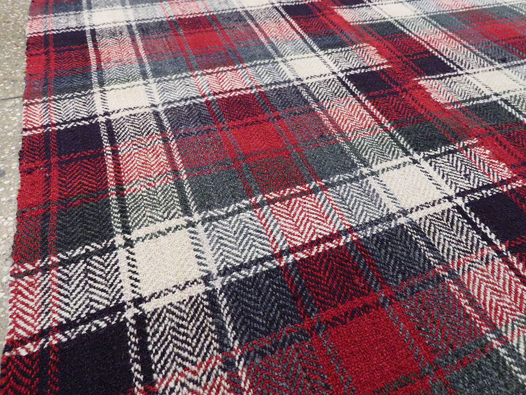 Vintage Persian Square Plaid Textile, No.28966 - Gsblank