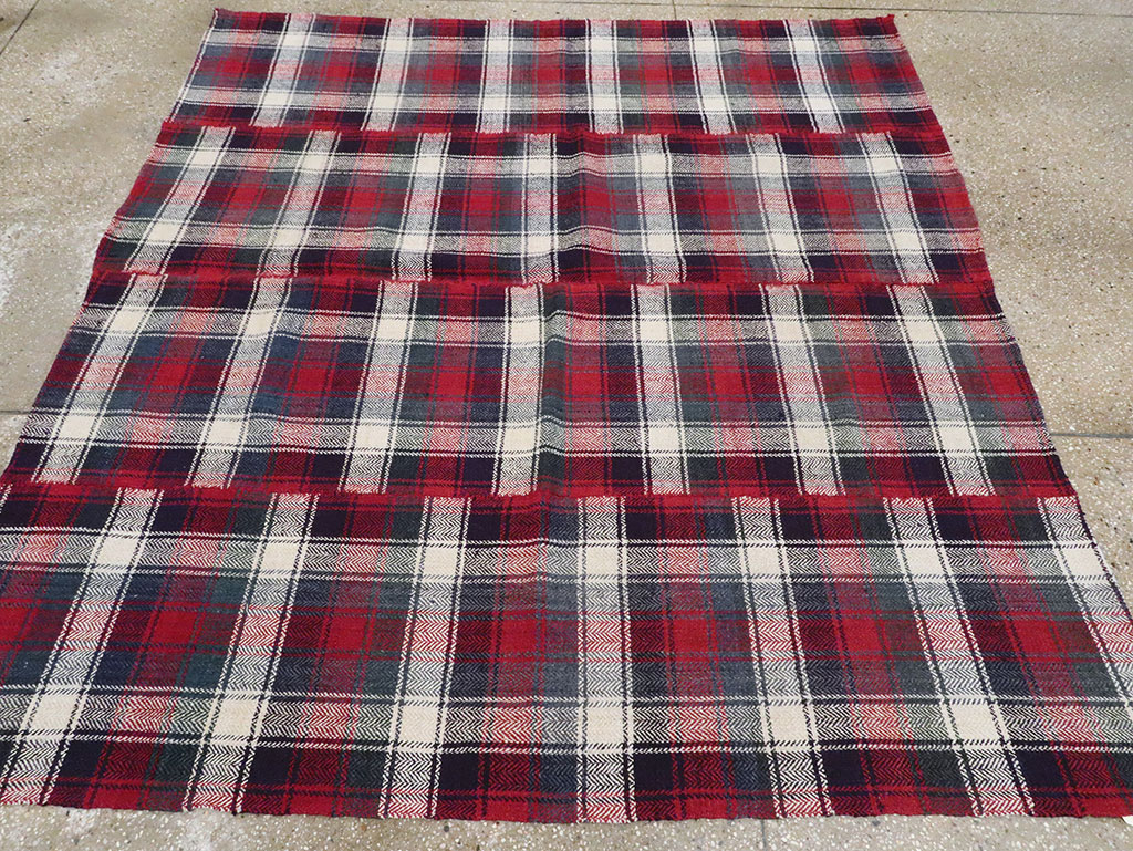 Vintage Persian Square Plaid Textile, No.28966 - Gsblank