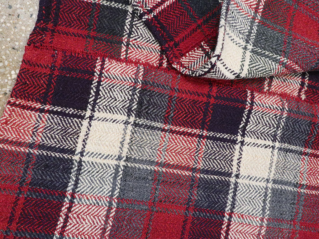 Vintage Persian Square Plaid Textile, No.28966 - Gsblank