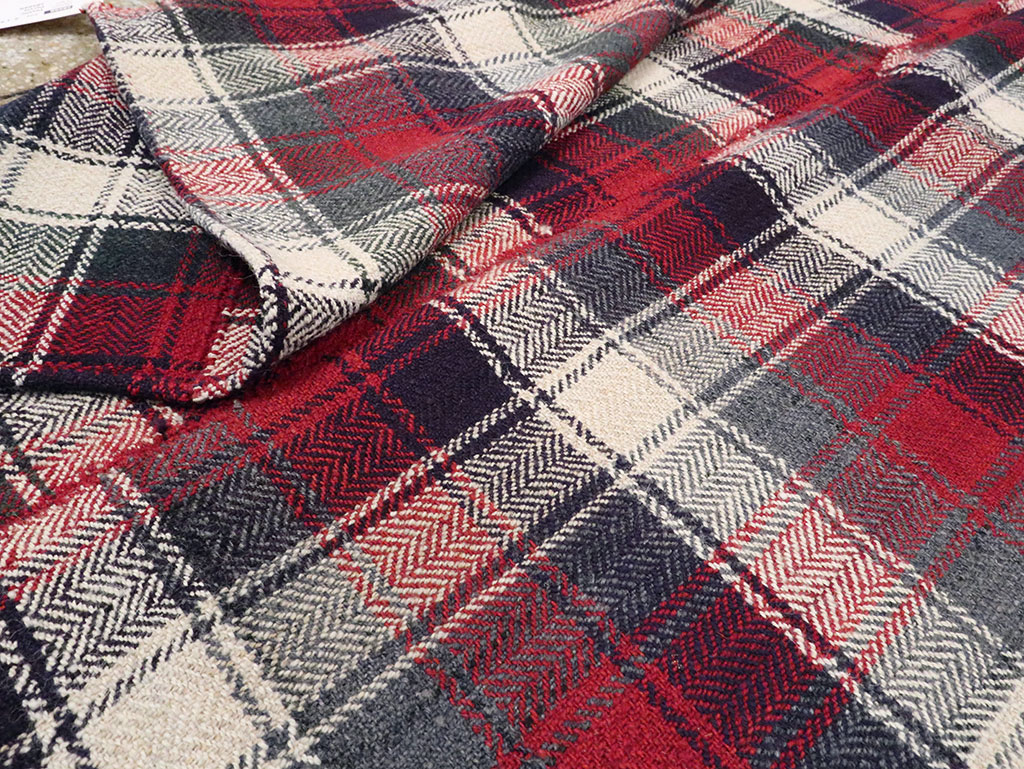 Vintage Persian Square Plaid Textile, No.28966 - Gsblank