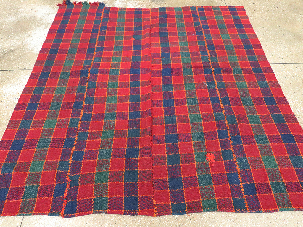 Vintage Persian Plaid Textile, No.28973 - Gsblank