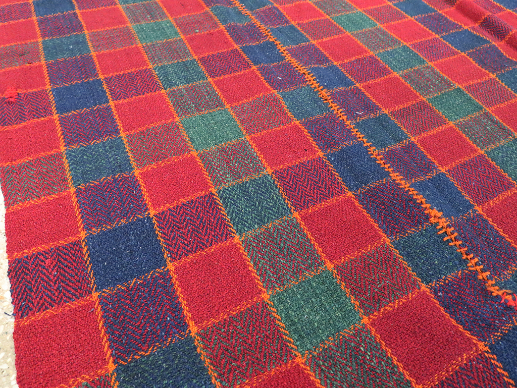 Vintage Persian Plaid Textile, No.28973 - Gsblank