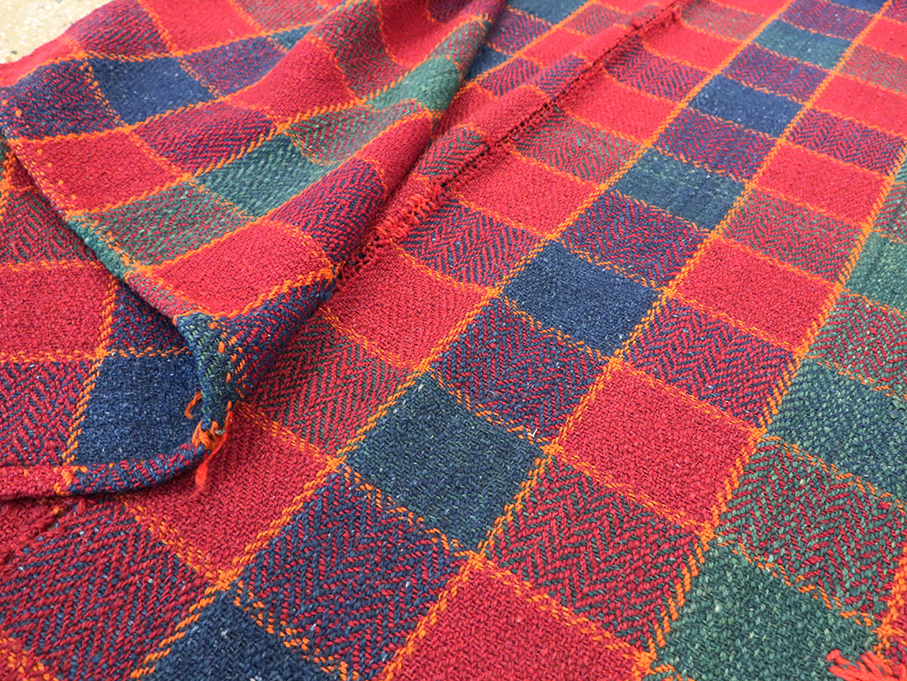 Vintage Persian Plaid Textile, No.28973 - Gsblank
