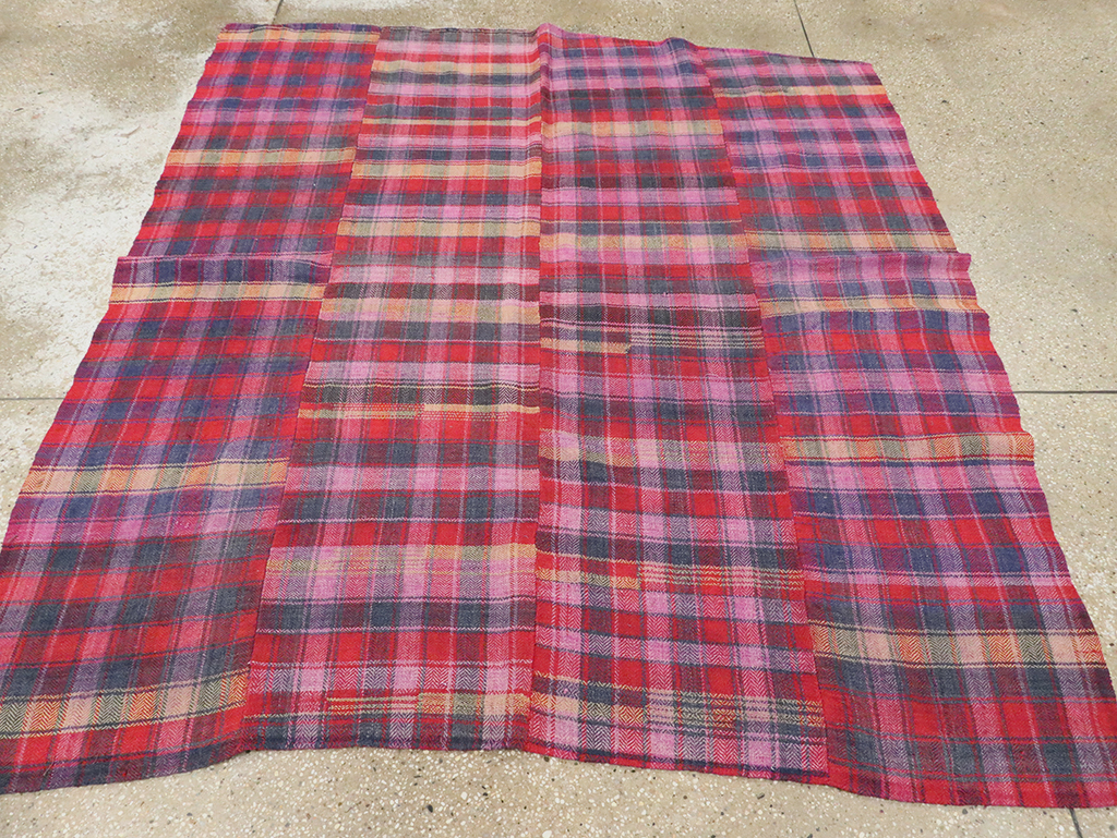 Vintage Persian Plaid Textile, No.28986 - Gsblank