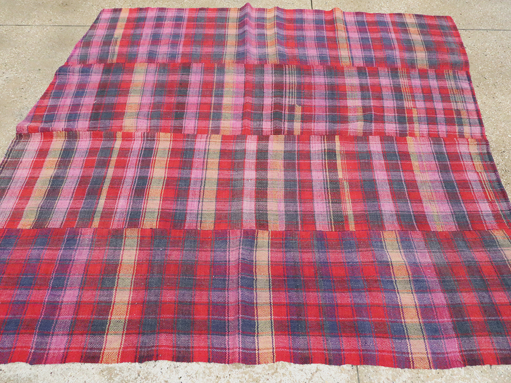 Vintage Persian Plaid Textile, No.28986 - Gsblank
