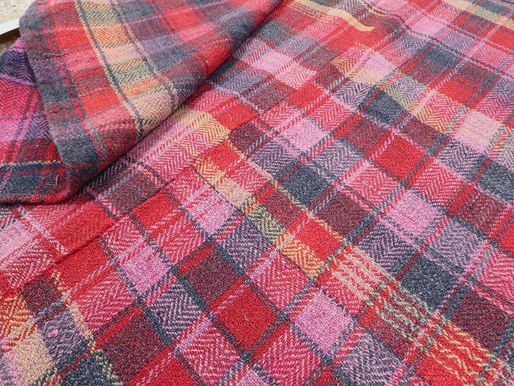 Vintage Persian Plaid Textile, No.28986 - Gsblank