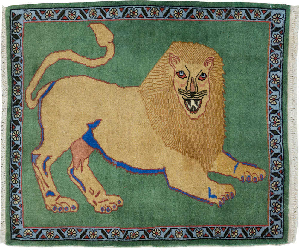 Vintage Persian Pictorial Tabriz Rug (Pair: 2 of 2), No.29060 - Gsblank