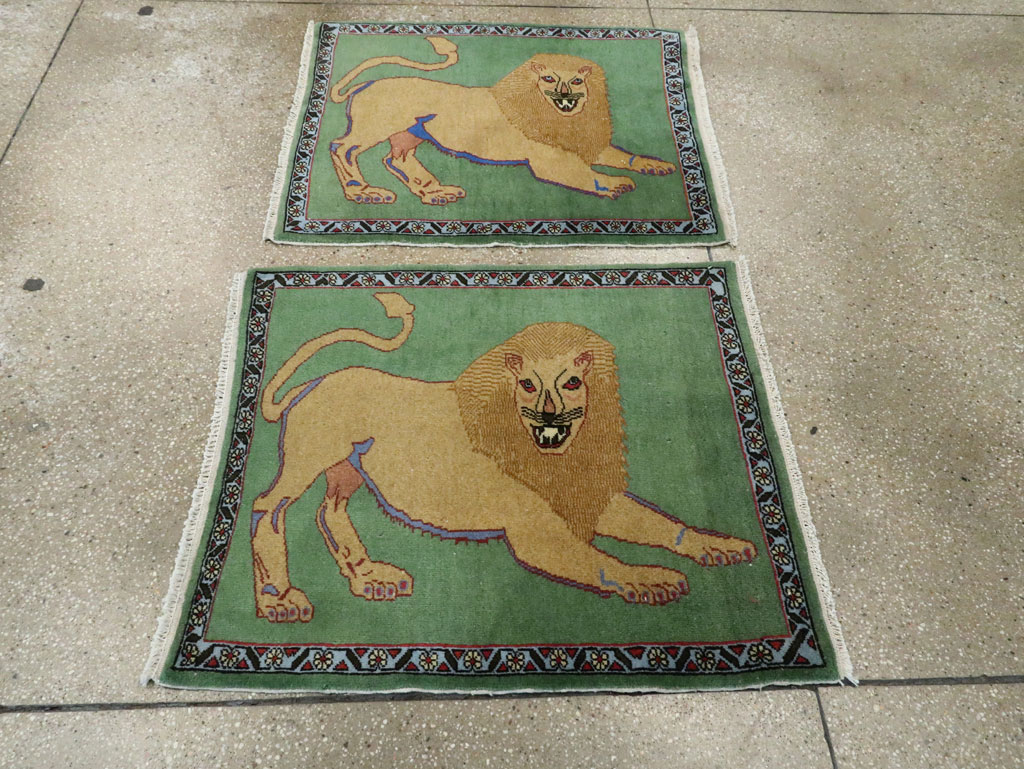 Vintage Persian Pictorial Tabriz Rug (Pair: 2 of 2), No.29060 - Gsblank