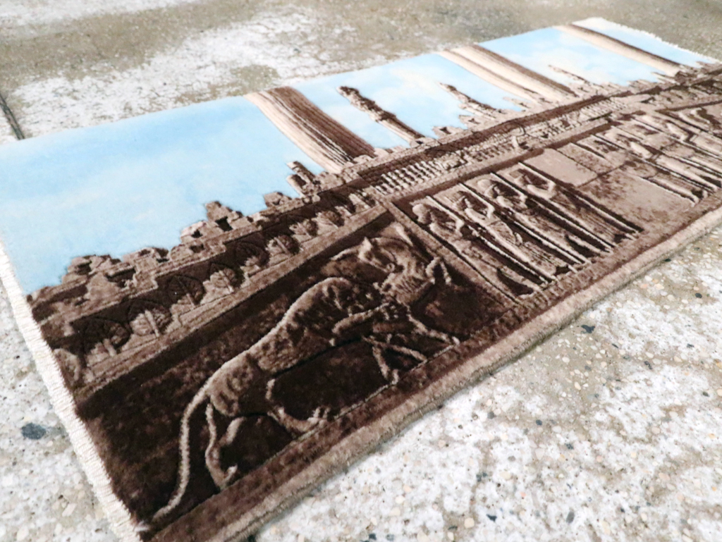 Vintage Persian Tabriz Pictorial Rug, No.29070 - Gsblank