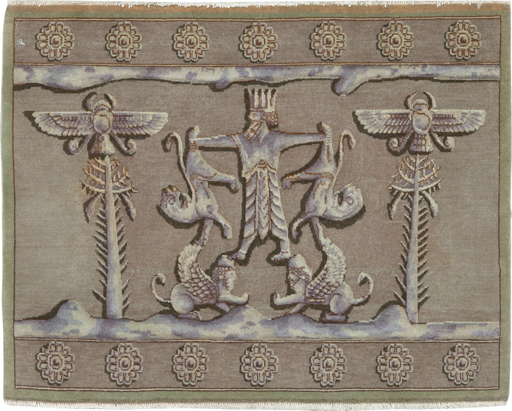 Vintage Persian Tabriz Pictorial Rug, No.29076 - Gsblank