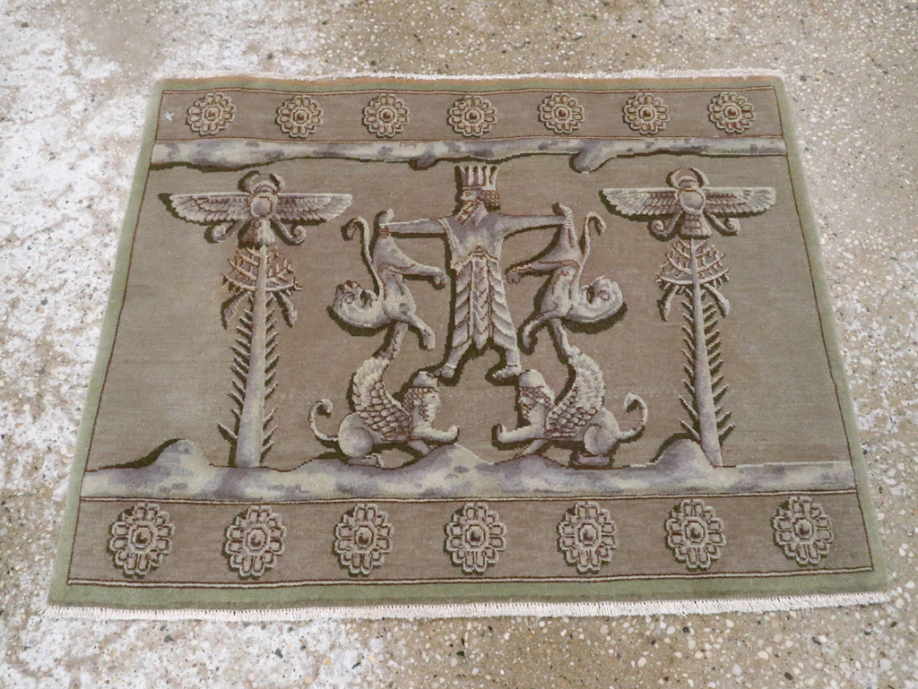 Vintage Persian Tabriz Pictorial Rug, No.29076 - Gsblank