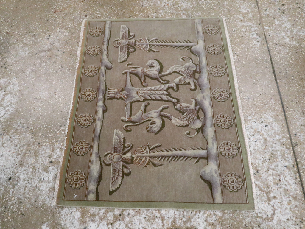 Vintage Persian Tabriz Pictorial Rug, No.29076 - Gsblank