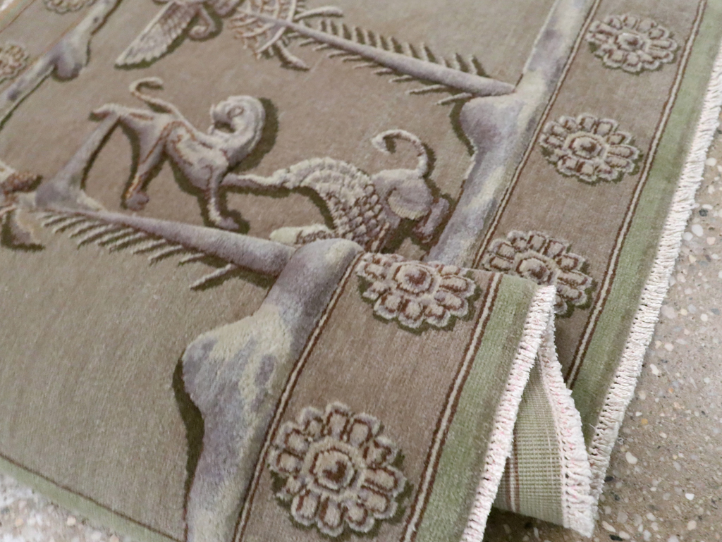 Vintage Persian Tabriz Pictorial Rug, No.29076 - Gsblank