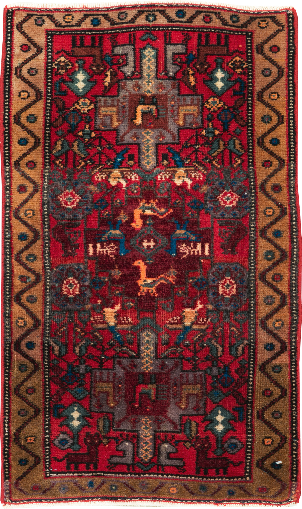 Vintage Persian Kurdish Pictorial Rug, No.29080 - Gsblank