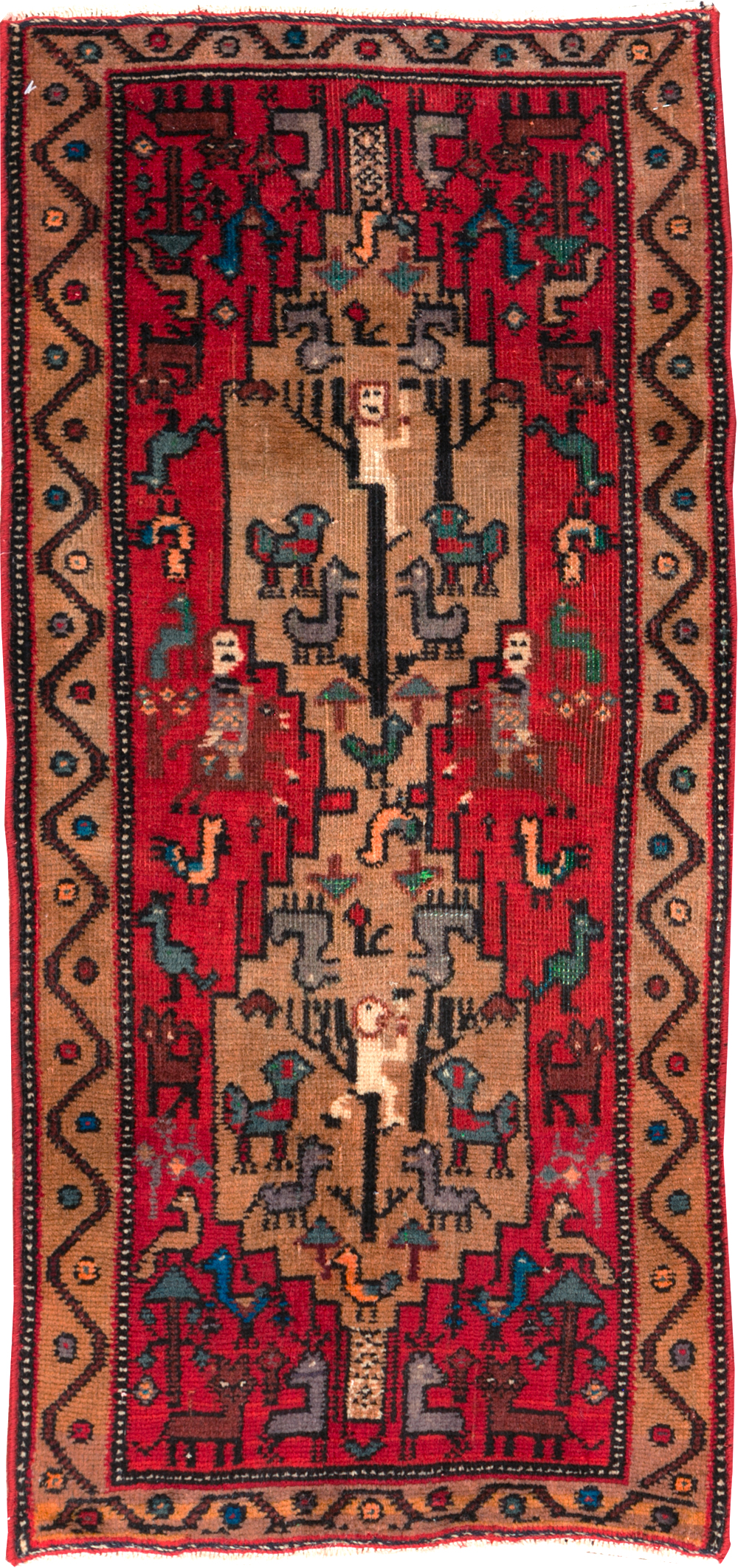 Vintage Persian Kurdish Pictorial Rug, No.29081 - Gsblank