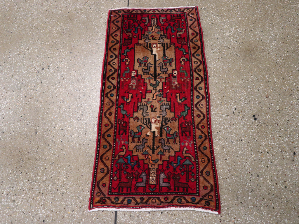 Vintage Persian Kurdish Pictorial Rug, No.29081 - Gsblank