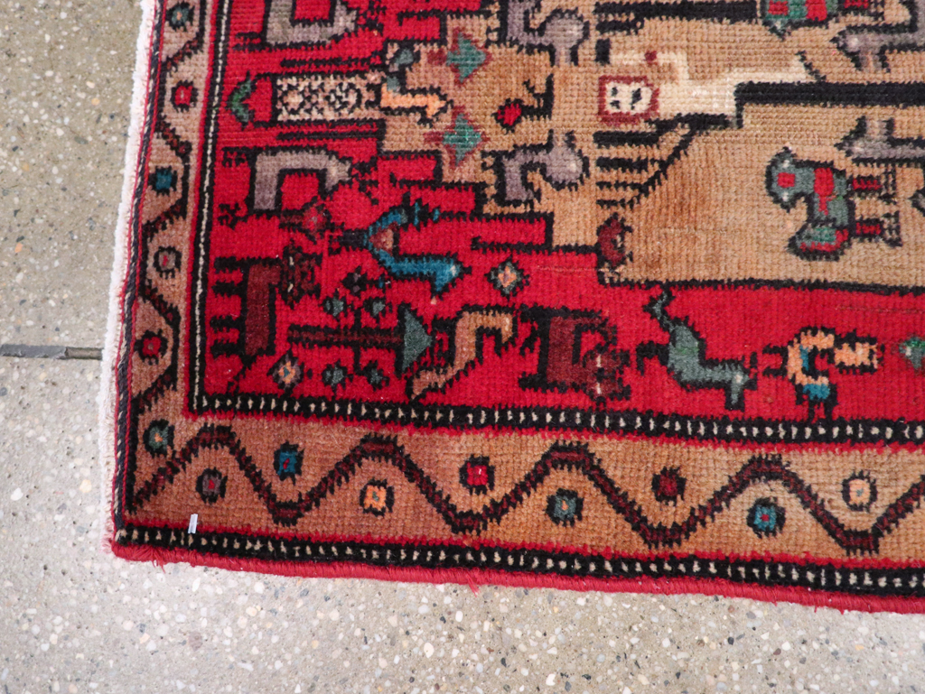 Vintage Persian Kurdish Pictorial Rug, No.29081 - Gsblank