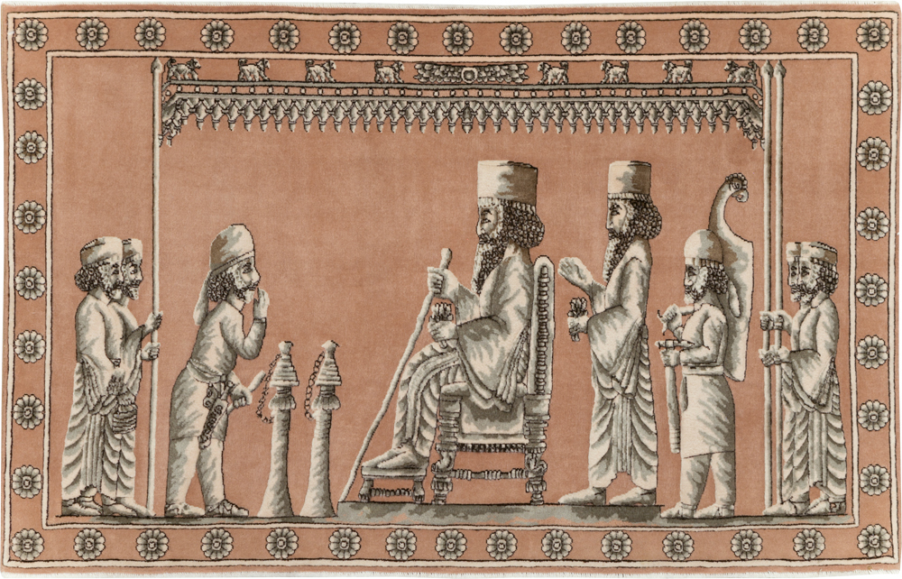 Vintage Persian Pictorial Tabriz Rug, No.29083 - Gsblank