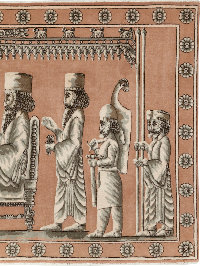 Vintage Persian Pictorial Tabriz Rug, No.29083 - Gsblank