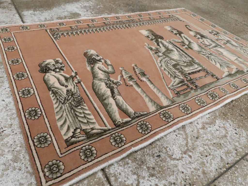 Vintage Persian Pictorial Tabriz Rug, No.29083 - Gsblank