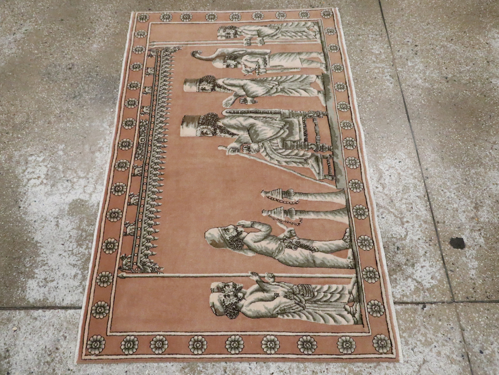 Vintage Persian Pictorial Tabriz Rug, No.29083 - Gsblank