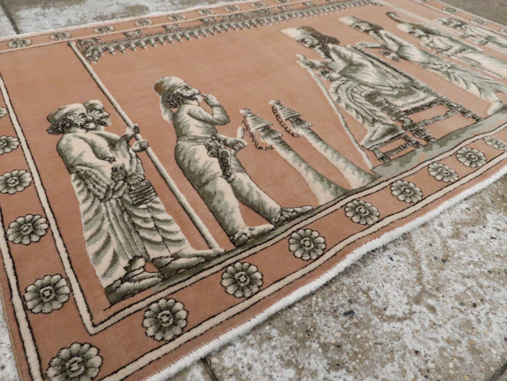 Vintage Persian Pictorial Tabriz Rug, No.29083 - Gsblank