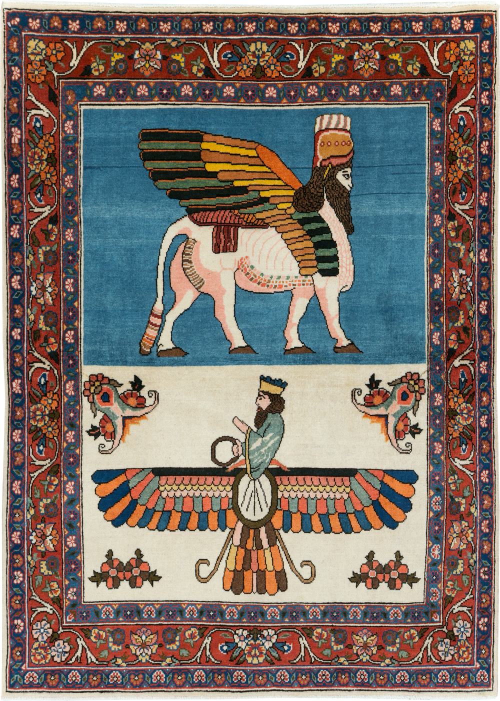 Vintage Pictorial Bakhtiari Rug, No.29084 - Gsblank