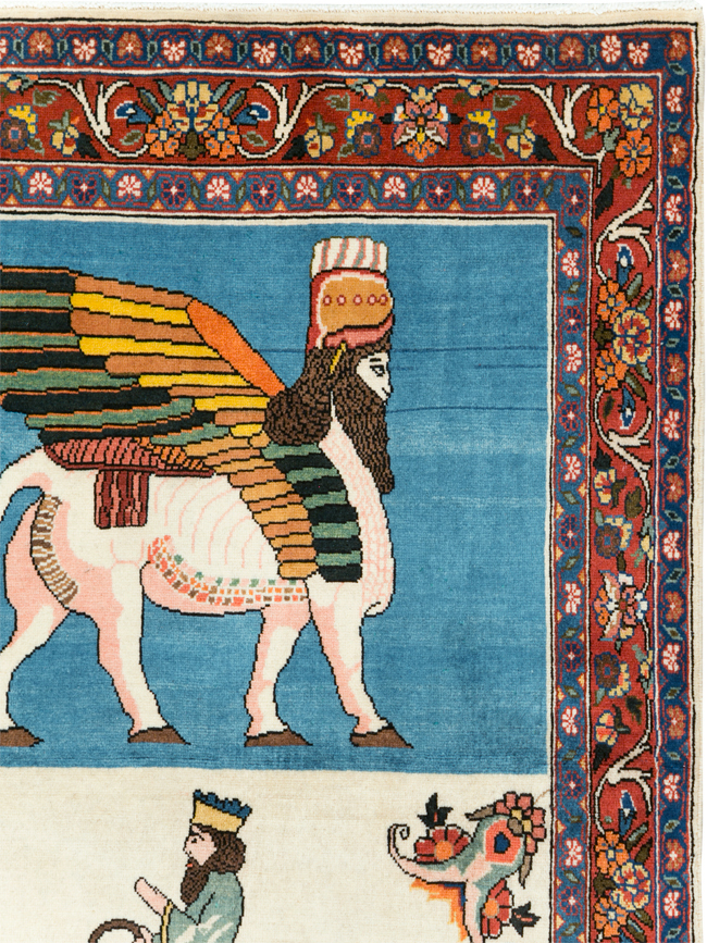 Vintage Pictorial Bakhtiari Rug, No.29084 - Gsblank