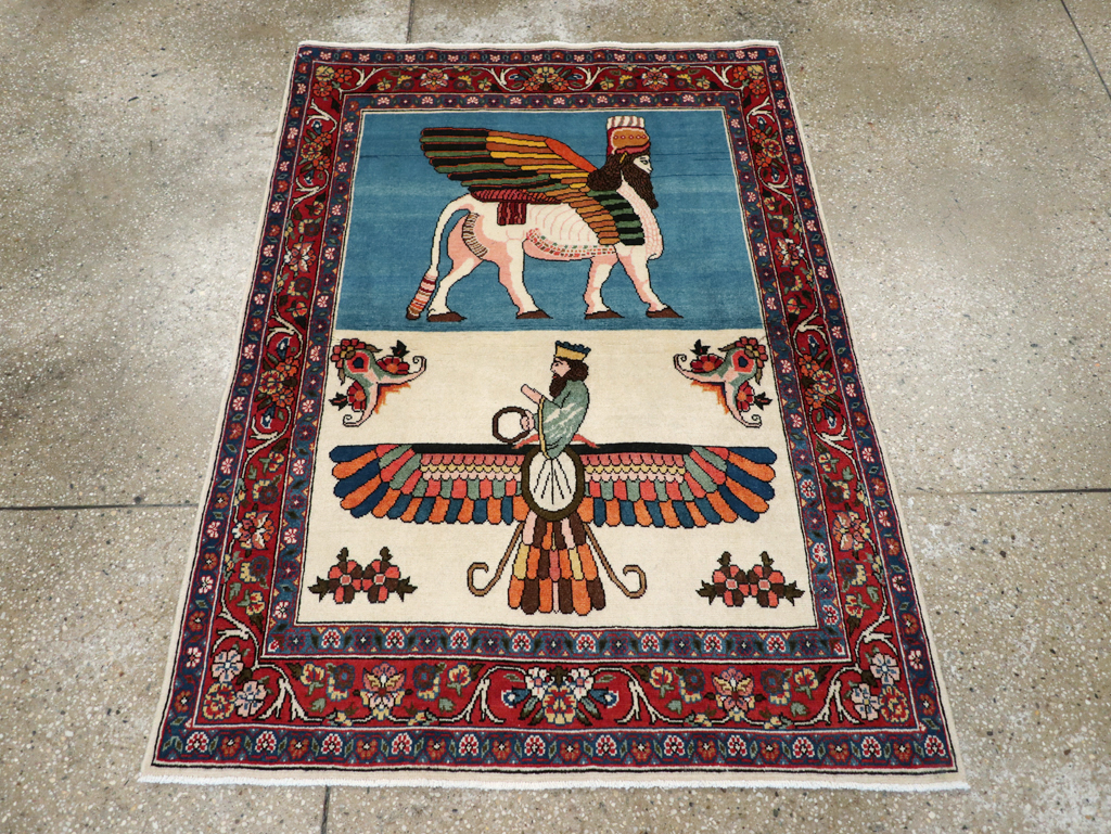 Vintage Pictorial Bakhtiari Rug, No.29084 - Gsblank