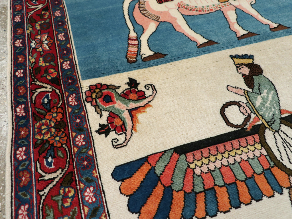 Vintage Pictorial Bakhtiari Rug, No.29084 - Gsblank