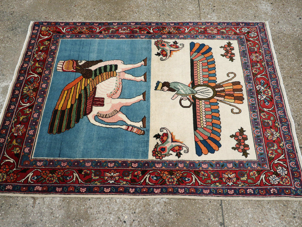 Vintage Pictorial Bakhtiari Rug, No.29084 - Gsblank