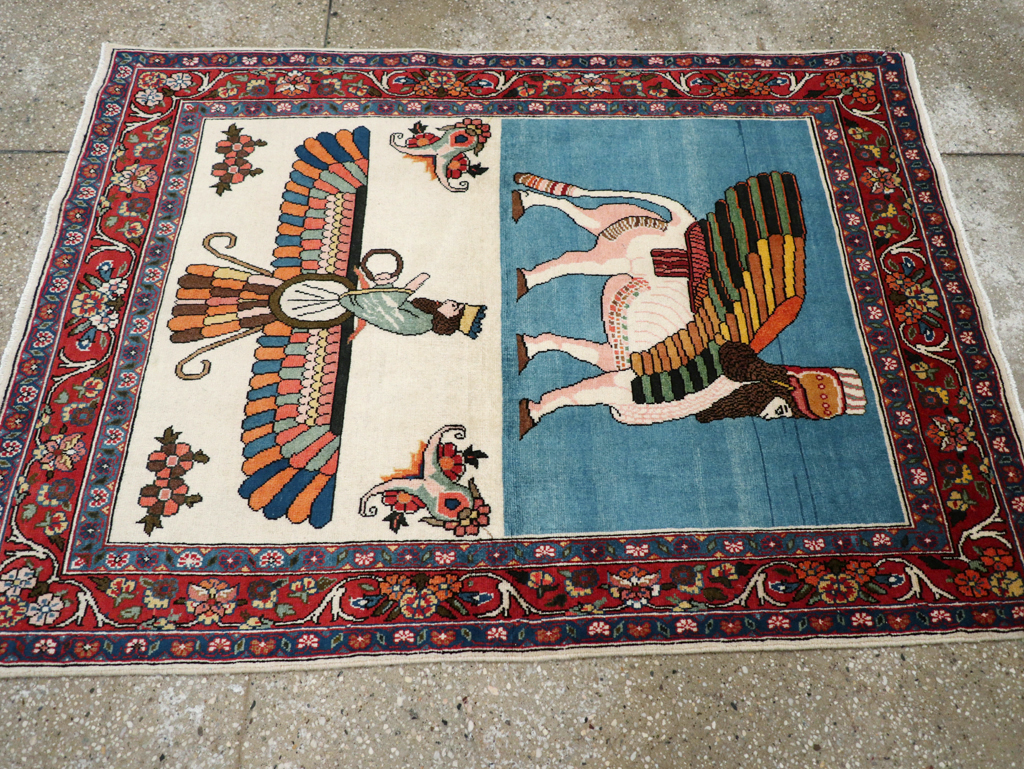 Vintage Pictorial Bakhtiari Rug, No.29084 - Gsblank