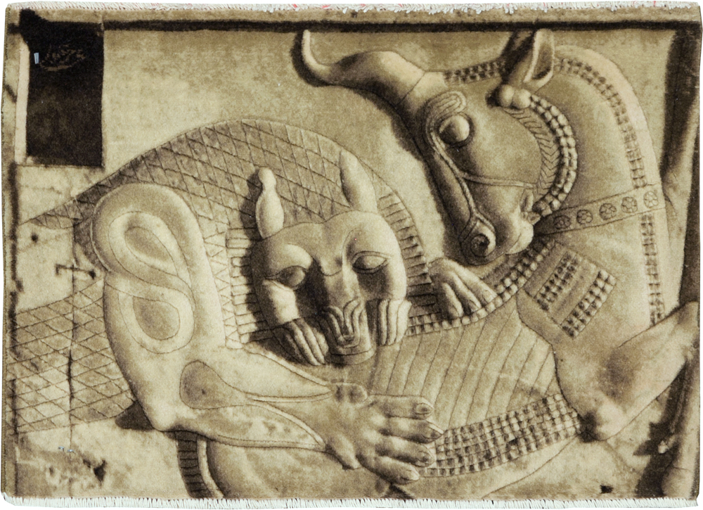 Vintage Persian Tabriz Pictorial Rug, No.29089 - Gsblank