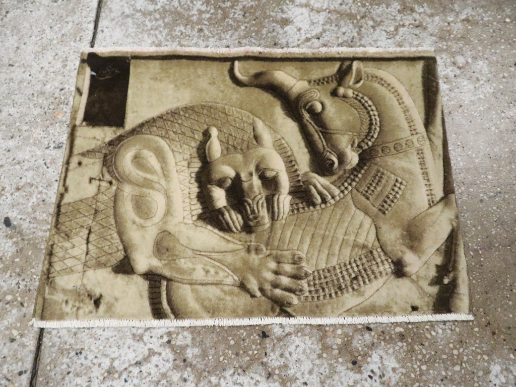 Vintage Persian Tabriz Pictorial Rug, No.29089 - Gsblank